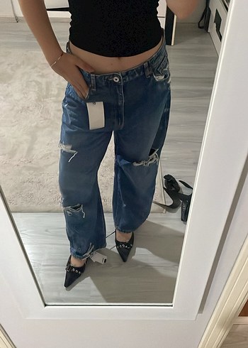 Zara yırtık baggy jean - Görsel 5