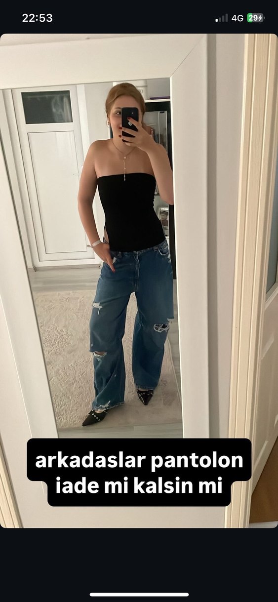 Zara yırtık baggy jean - Görsel 4