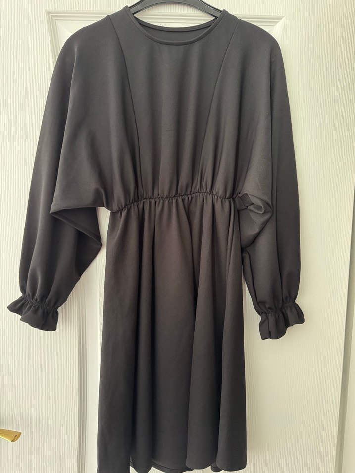 Gri Midi Uzun Kollu Gotik Kadın Elbise - Görsel 2