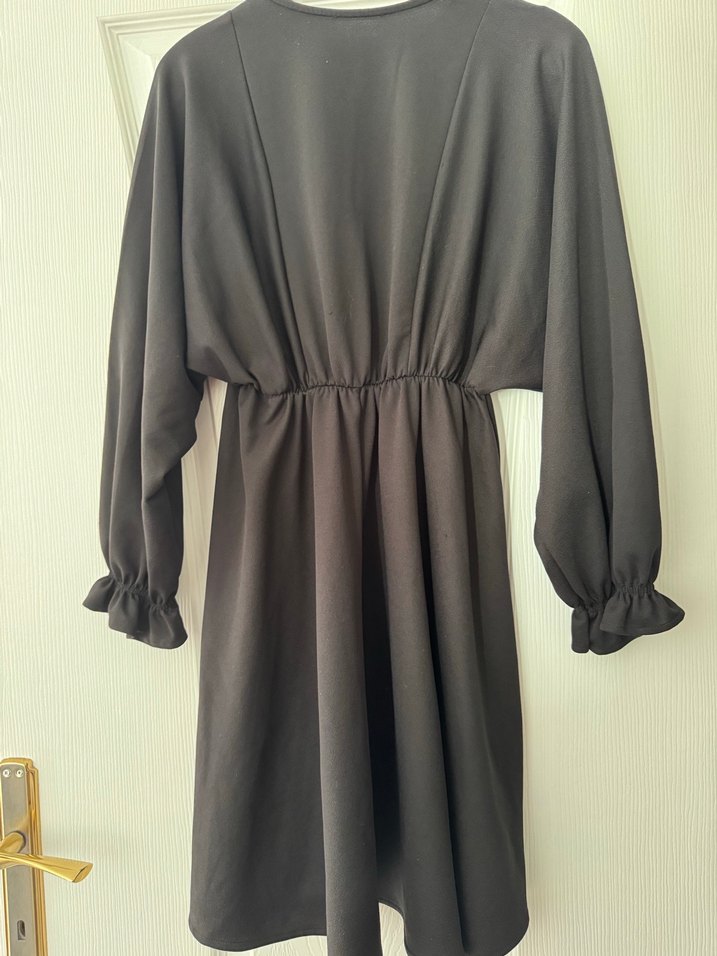 Gri Midi Uzun Kollu Gotik Kadın Elbise - Görsel 3