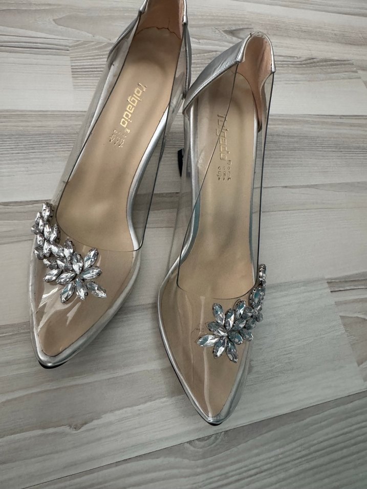 Beyaz Rugan Stiletto Topuklu Kadın Abiye Ayakkabı - Görsel 3