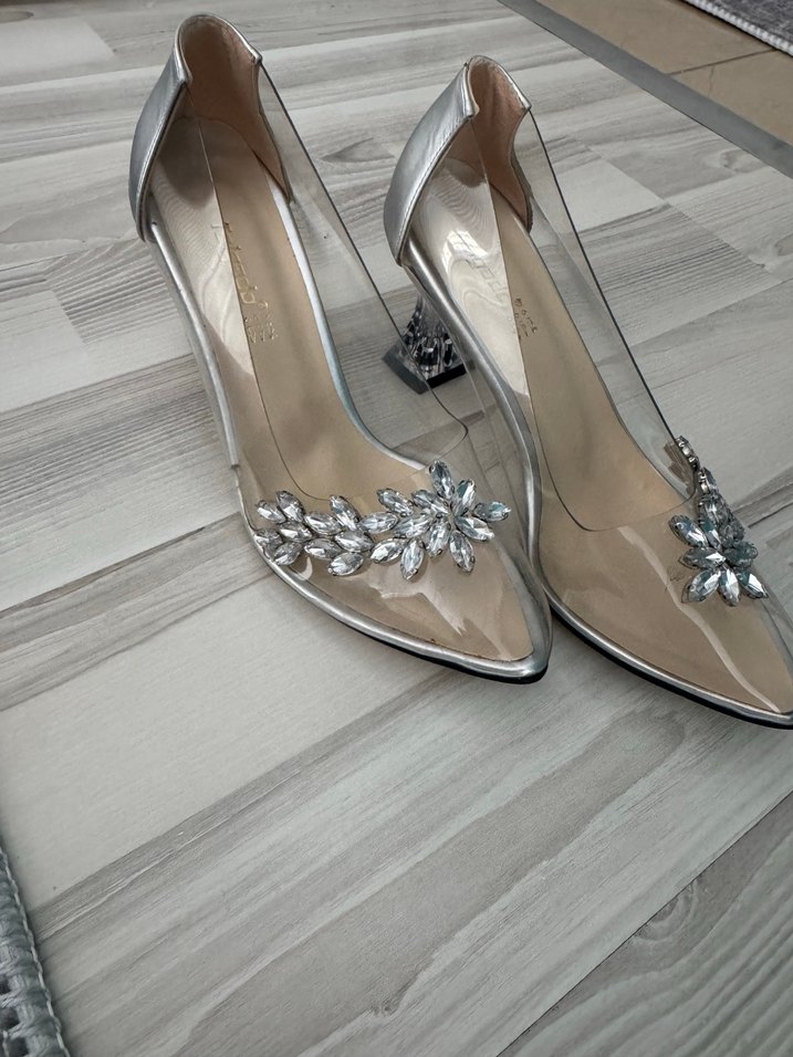 Beyaz Rugan Stiletto Topuklu Kadın Abiye Ayakkabı - Görsel 2