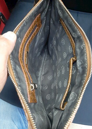 Kahverengi Deri Püsküllü Kadın Clutch Çanta - Görsel 6