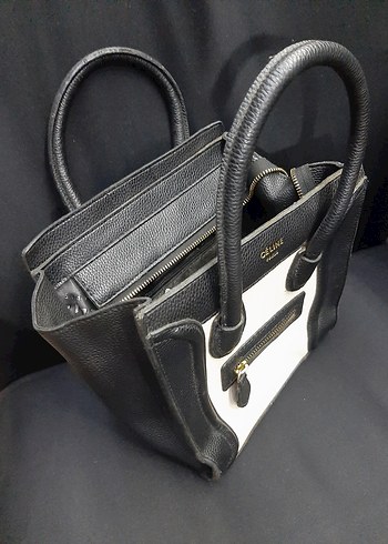 Siyah Beyaz Celine Deri Kadın Çanta - Görsel 7