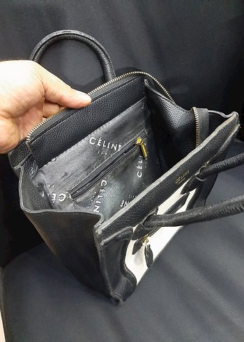 Siyah Beyaz Celine Deri Kadın Çanta - Görsel 6