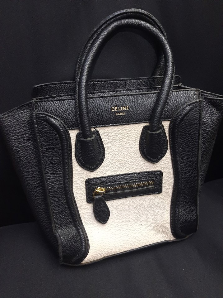 Siyah Beyaz Celine Deri Kadın Çanta - Görsel 3