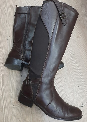Kahverengi Deri Tokalı Dizüstü Bot - Görsel 6