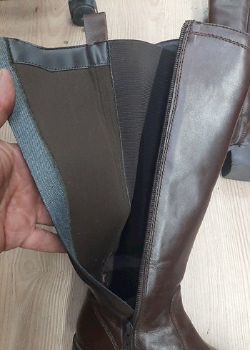 Kahverengi Deri Tokalı Dizüstü Bot - Görsel 5
