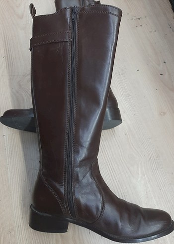 Kahverengi Deri Tokalı Dizüstü Bot - Görsel 4