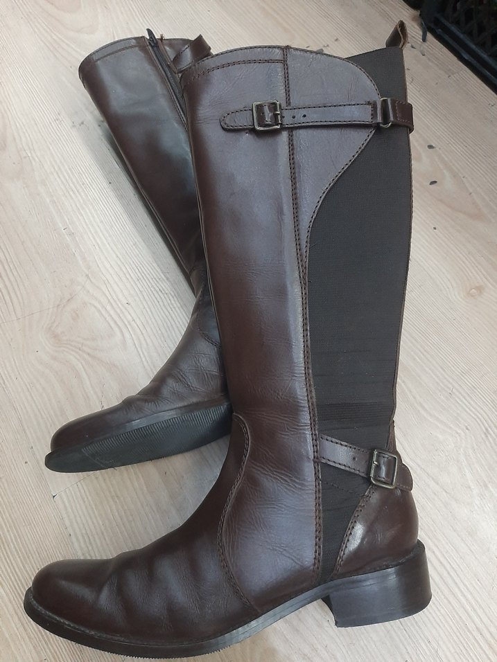 Kahverengi Deri Tokalı Dizüstü Bot - Görsel 3