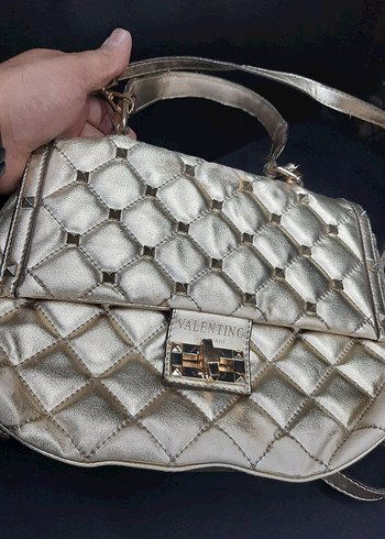 Altın Renkli Deri Kadın Çanta - Görsel 2