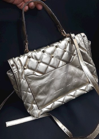 Altın Renkli Deri Kadın Çanta - Görsel 4