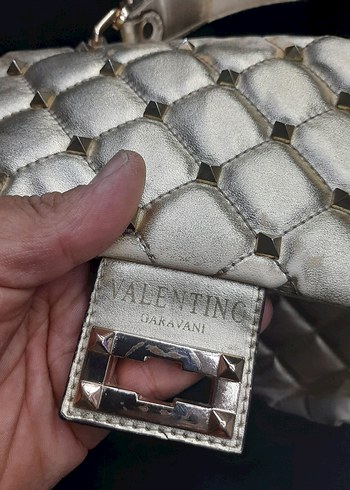 Altın Renkli Deri Kadın Çanta - Görsel 9