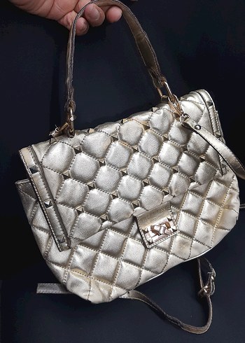 Altın Renkli Deri Kadın Çanta - Görsel 3