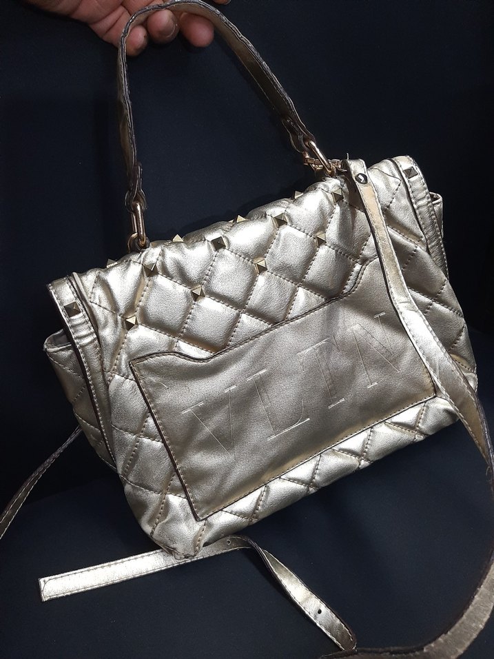 Altın Renkli Deri Kadın Çanta - Görsel 4