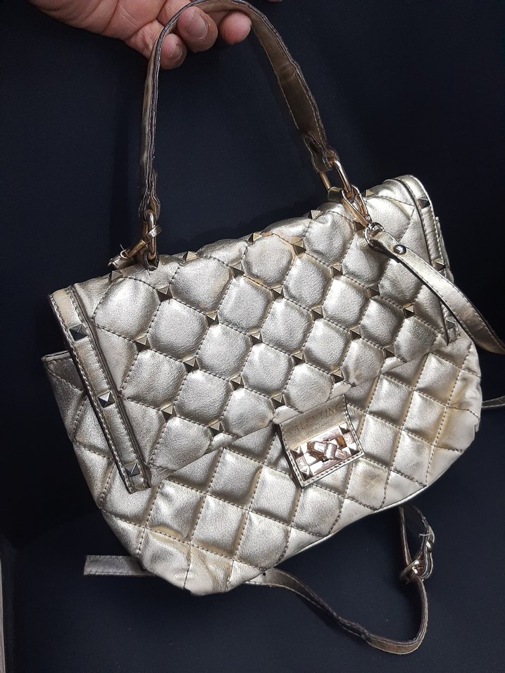 Altın Renkli Deri Kadın Çanta - Görsel 3