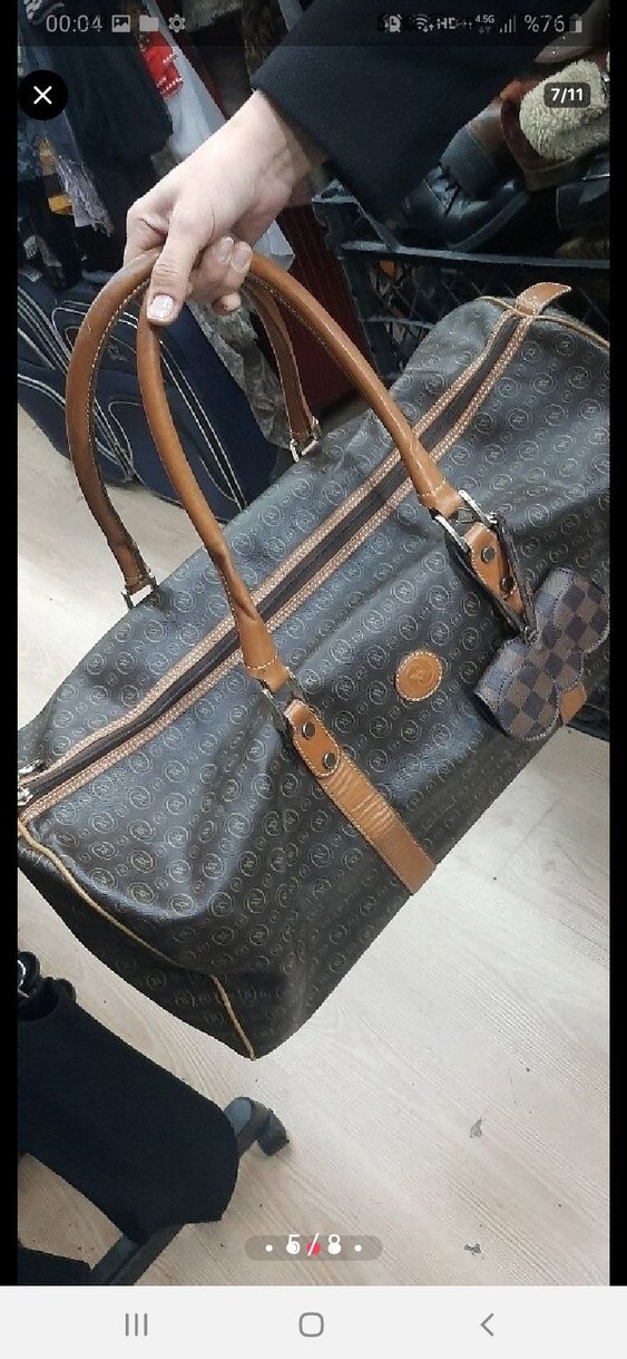 Kahverengi Deri Yılan Desenli Kadın Çantası - Görsel 2