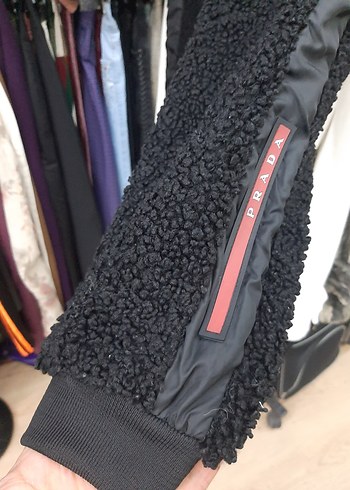 prada Kadın Siyah Peluş Rahat Paça Pantolon - Görsel 2