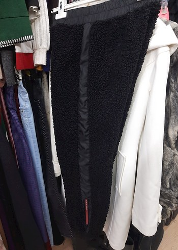 prada Kadın Siyah Peluş Rahat Paça Pantolon - Görsel 13