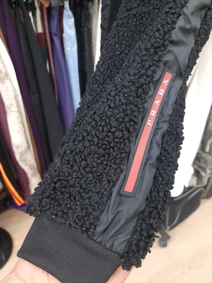 prada Kadın Siyah Peluş Rahat Paça Pantolon - Görsel 2