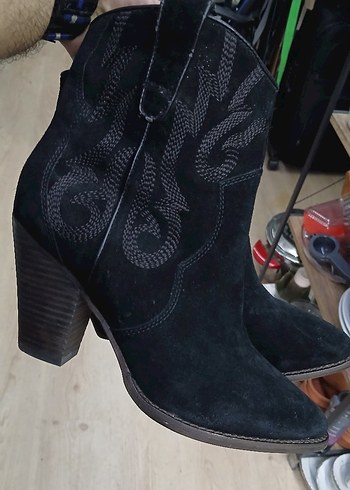 Ash Kovboy Western Tarzinda Bilek Boy Ankle Boot Bir Suet Cizme