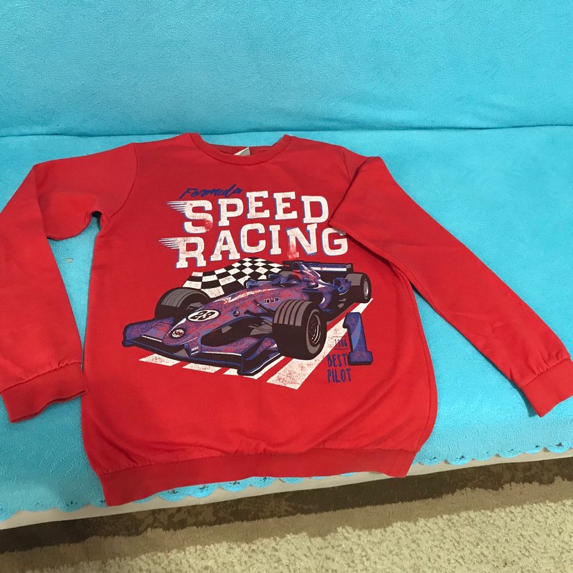 Kırmızı Baskılı Erkek Sweatshirt - Görsel 2