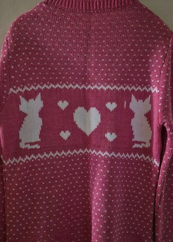 Pembe Nakışlı Kadın Triko Kazak - Görsel 3