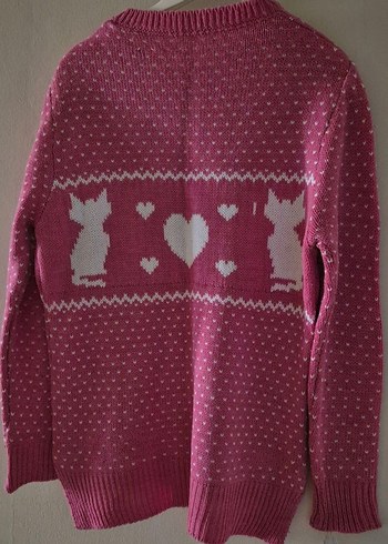 Pembe Nakışlı Kadın Triko Kazak - Görsel 4