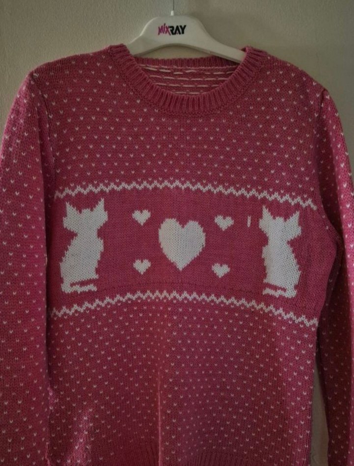 Pembe Nakışlı Kadın Triko Kazak - Görsel 2