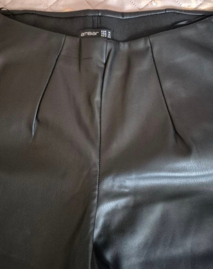 Deri Siyah Midi Kadın Pantolon - Görsel 2
