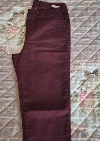 Bordo Kadın Normal Boy Dar Kesim Kumaş Pantolon - Görsel 5