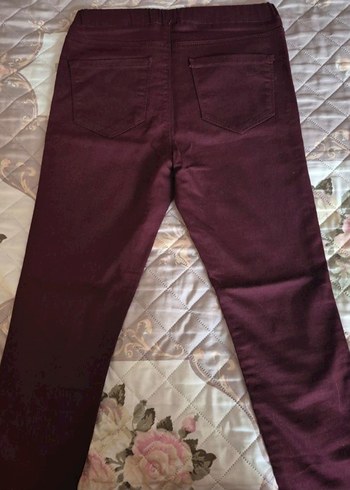 Bordo Kadın Normal Boy Dar Kesim Kumaş Pantolon - Görsel 3