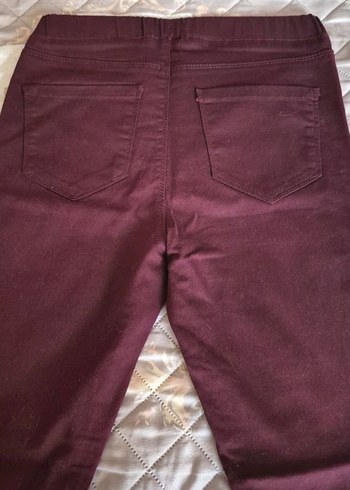 Bordo Kadın Normal Boy Dar Kesim Kumaş Pantolon - Görsel 4