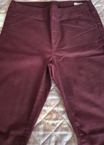 Bordo Kadın Normal Boy Dar Kesim Kumaş Pantolon - Görsel 2