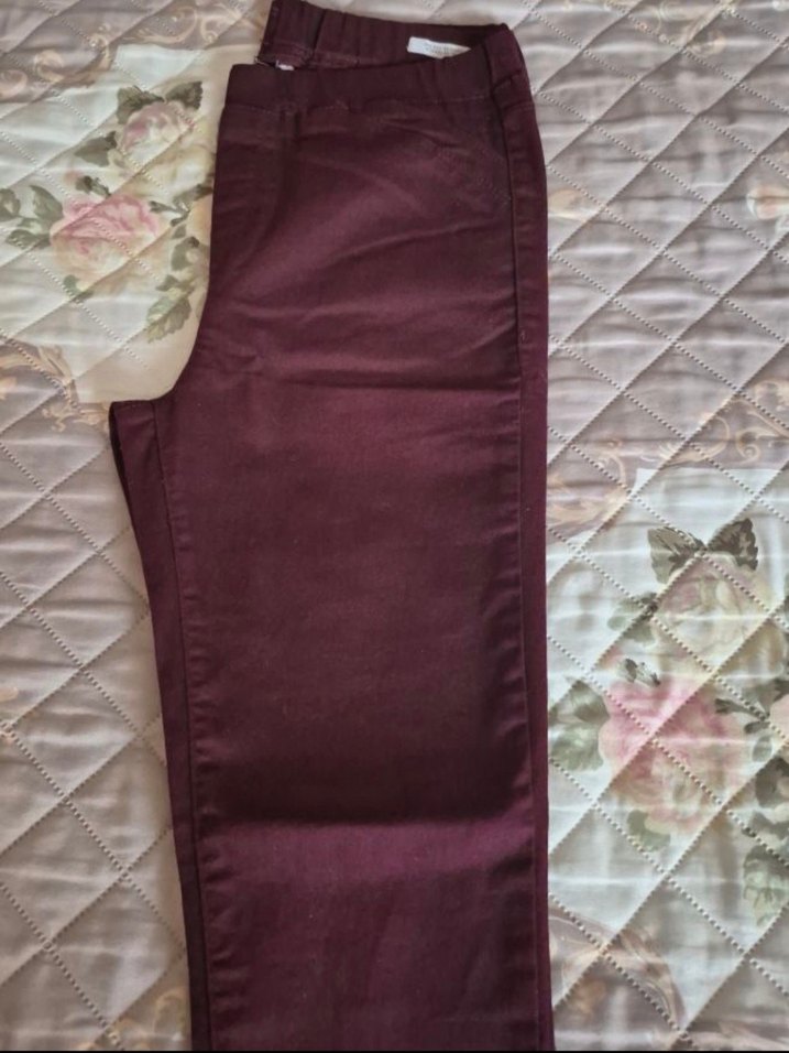 Bordo Kadın Normal Boy Dar Kesim Kumaş Pantolon - Görsel 5