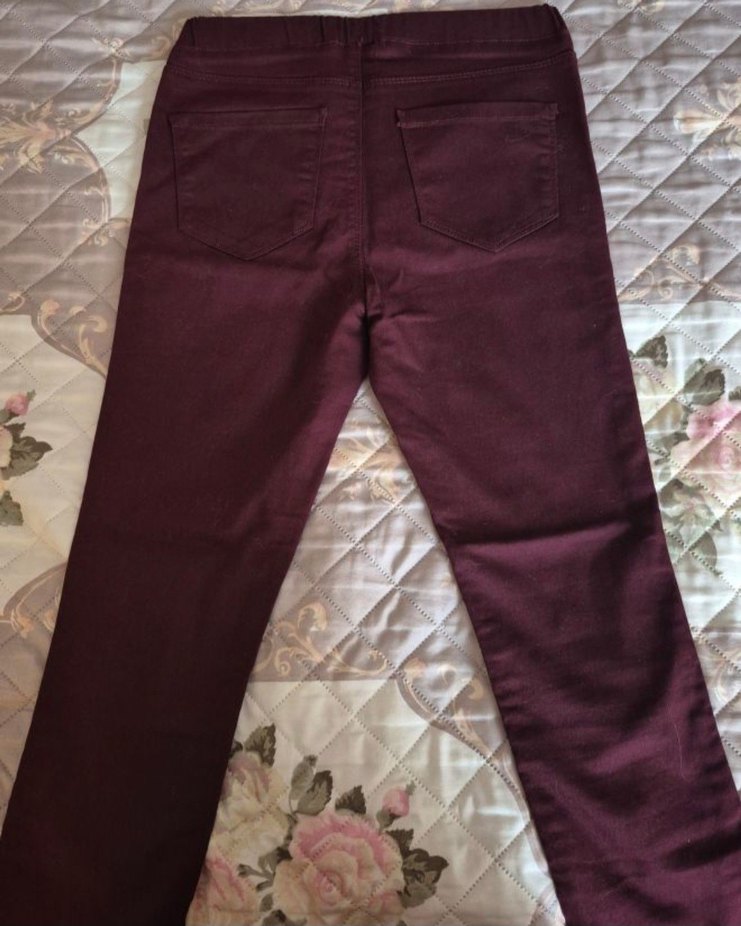 Bordo Kadın Normal Boy Dar Kesim Kumaş Pantolon - Görsel 3