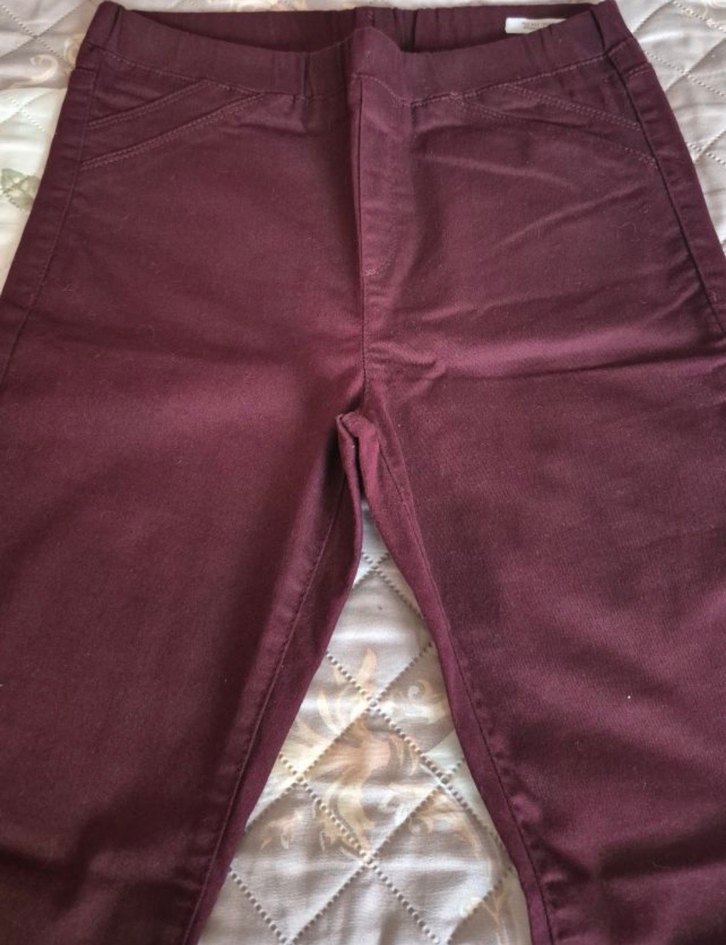 Bordo Kadın Normal Boy Dar Kesim Kumaş Pantolon - Görsel 2