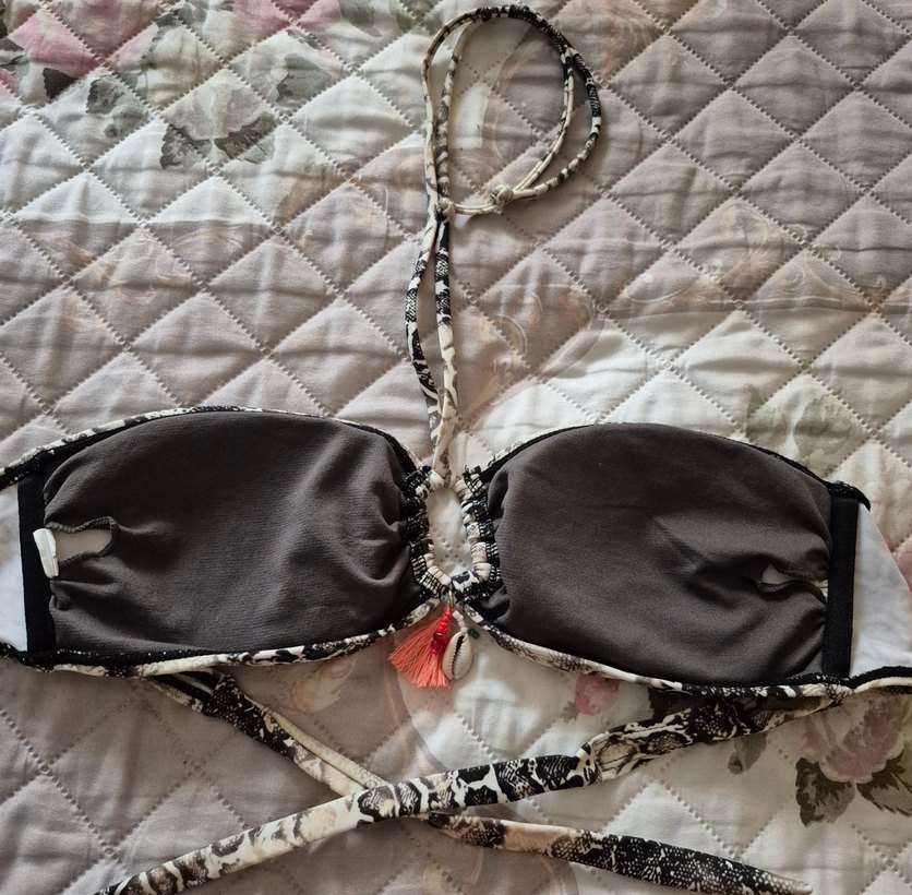 Yılan Desenli Zincir Detaylı Bohem Bikini - Görsel 5