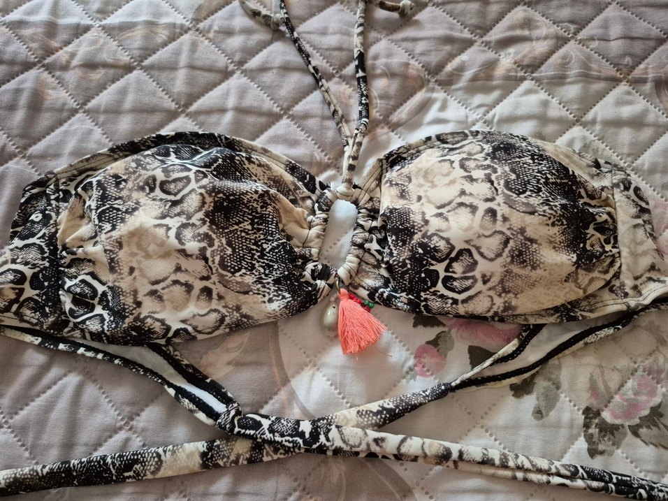 Yılan Desenli Zincir Detaylı Bohem Bikini - Görsel 4