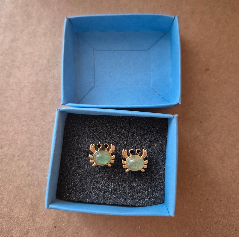 Gerçek Yeşim Doğal Taş Turkuaz Mini Yengeç Figürlü Küpe - Görsel 3