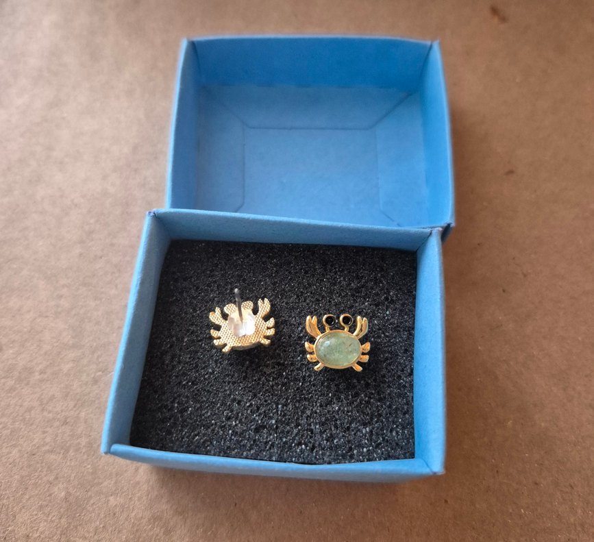 Gerçek Yeşim Doğal Taş Turkuaz Mini Yengeç Figürlü Küpe - Görsel 4