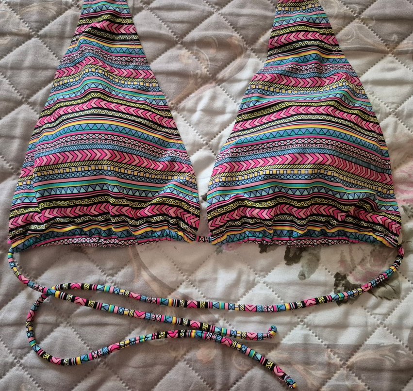 Boncuk Detaylı Çok Renkli Bohem Bikini Üstü - Görsel 4