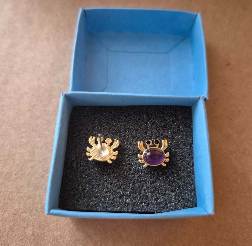 Gerçek Ametist Doğal Taş Mor Minik Yengeç Kadın Küpe - Görsel 4