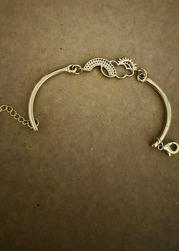 Renkli Taşlı Zincir Detaylı Altın Rengi Bileklik - Görsel 4