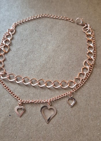 Altın Renkli Kalp Detaylı Zincir Halhal - Görsel 2