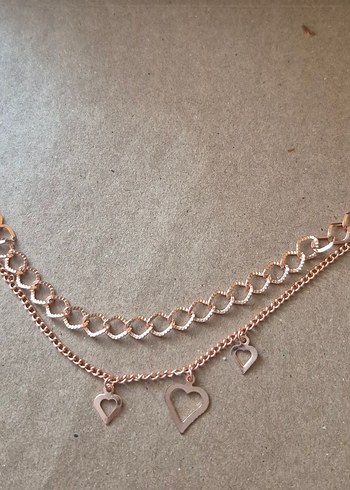 Altın Renkli Kalp Detaylı Zincir Halhal - Görsel 3