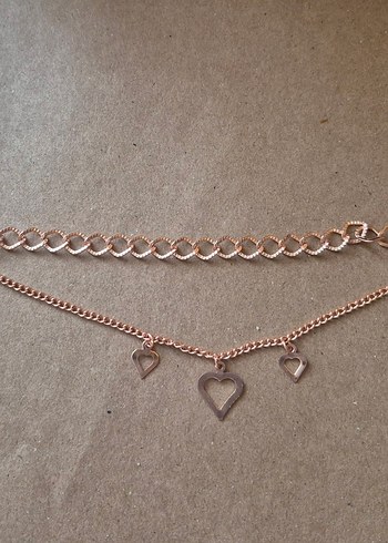 Altın Renkli Kalp Detaylı Zincir Halhal - Görsel 4