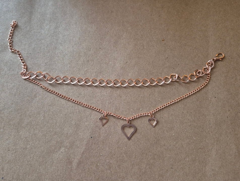 Altın Renkli Kalp Detaylı Zincir Halhal - Görsel 4