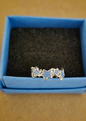 Mavi Zincir Detaylı Yıldız Desenli Kadın Yüzük - Görsel 4