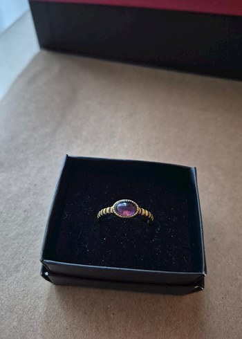 Doğaltaş Ametist Taşı Mor Gotik Kadın Yüzük - Görsel 6